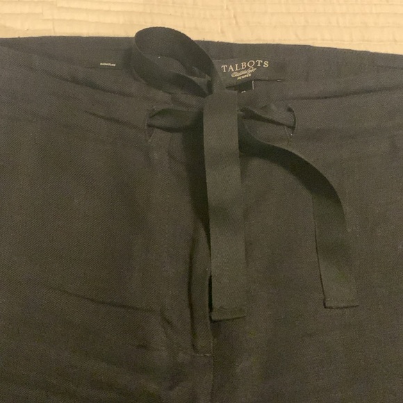 Talbots Women’s Petite Signature Medium Wide Leg Linen Pants Black 12 - Picture 4 of 11